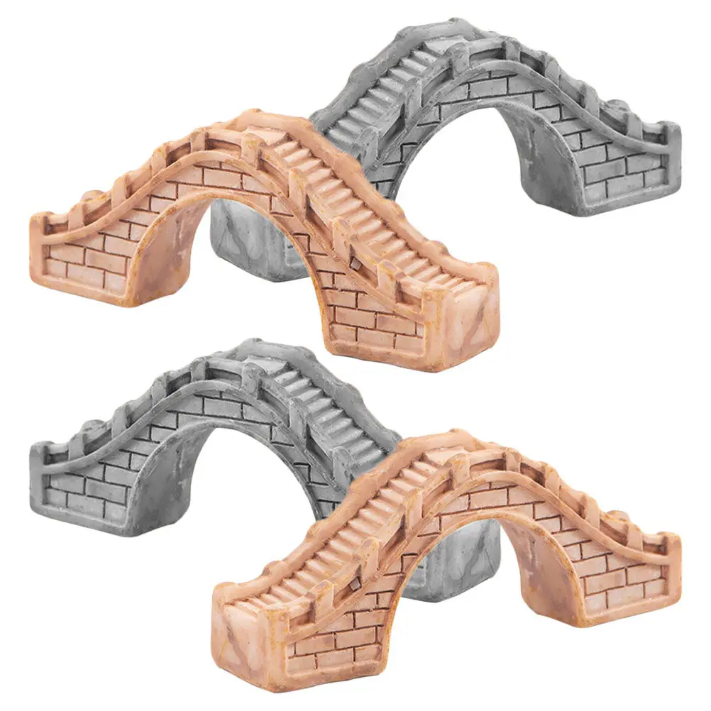 4Pcs Arch Bridge Statue Resin Garden Ornament for Micro Landscape Bonsai Fish Tank Fairy Garden Desktop Decor Small Yard