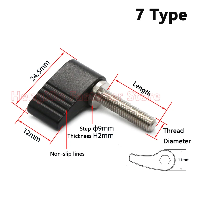 M4 M5 M6 M8 M10 M12 Thumb Screw T Type/7 Type Hand Tighten Screw Handle Adjustable Butterfly Shape Screw for SLR Rail Rod Slider