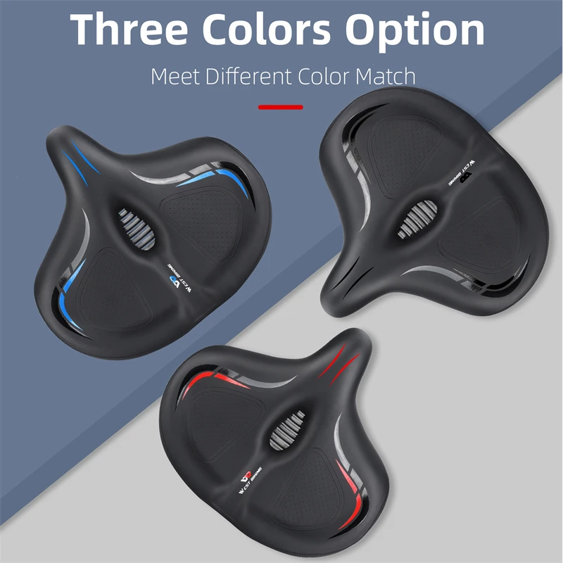 WEST BIKING Widen&Thicken Bicycle Saddle Soft Shock Absorption Oversize Bike Cushion Hollow Breathable MTB Road Cycling Seat