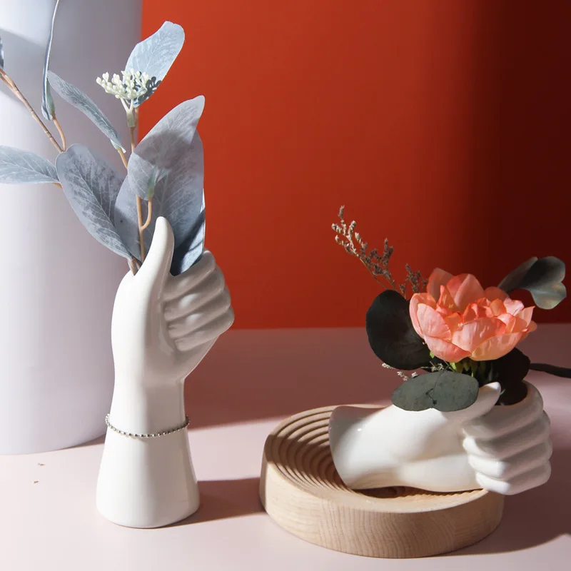 Ceramic Vase Arm Hold Hand Flower Human Body Crafts Ornaments Arrangement Accessories Home Decoration