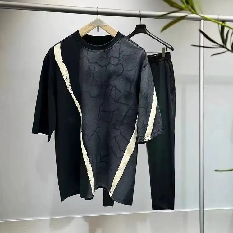 

Bird Poer Summer Men's Faion Printed Bubble round Ne ort Sve T-irt Street Sle American Brand Youth Casual Top