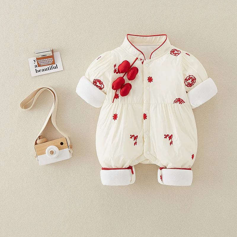 신생아 여아 의상 가을 겨울 얇은 면 소재 슈퍼 귀여운 여아 면 패딩 야외용 따뜻한 옷 하라이