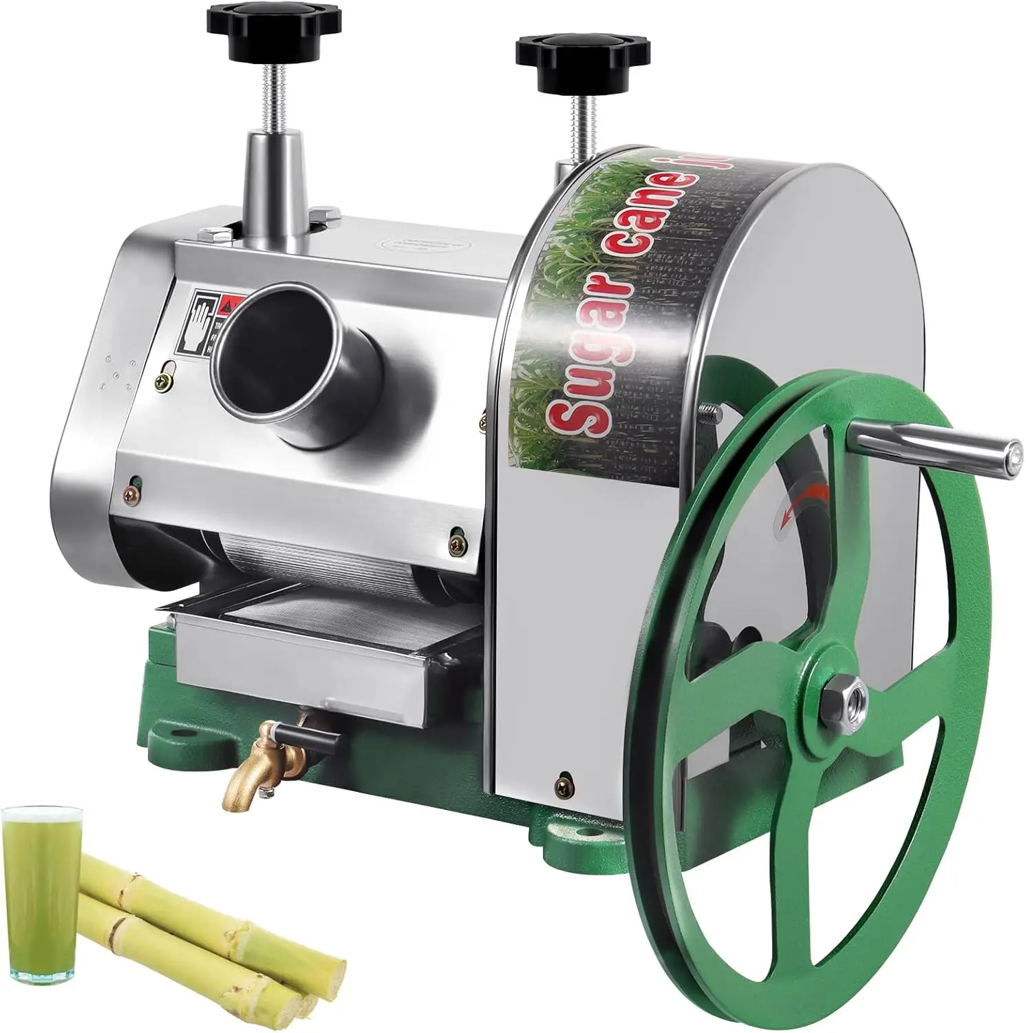 

Cane Juicer Machine Stainless Steel Sugar Cane Juicer Press 110LBS Output Per Hour With 2" Large Inlet, 3 Steel Rollers,customiz