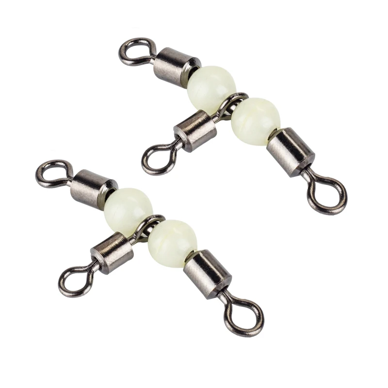 10PCS T-Turn Angelschnur Stecker Leuchtende 3-Wege Wirbel Angeln Roll Stecker Angeln Zubehör mit Glow perlen – Detail 8