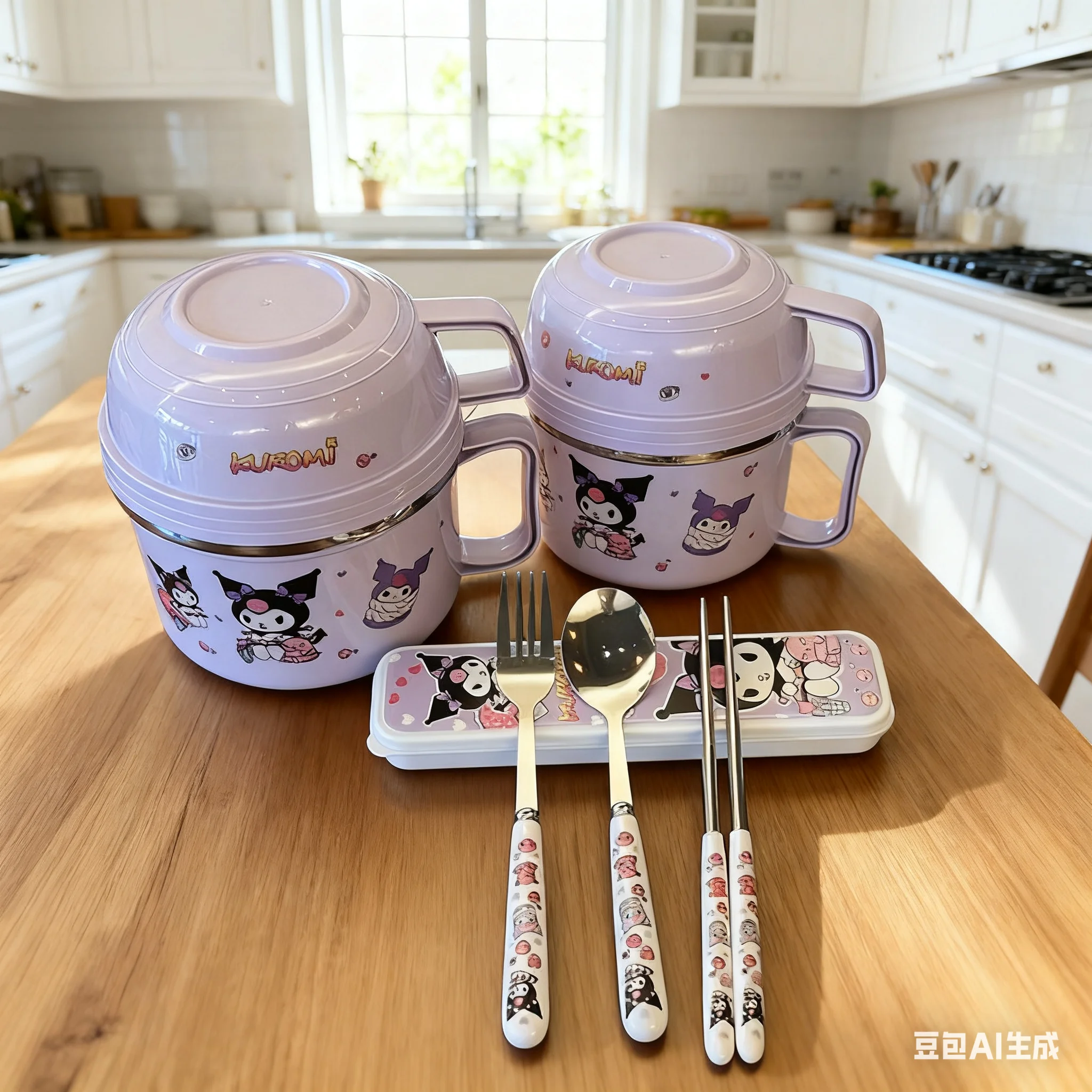 

Cute Cartoonkuromi Cup Good-Looking Large Capacity Multi-Functional Dining Cup 304 Material Fast Food Bowl Fashion Festival Gift