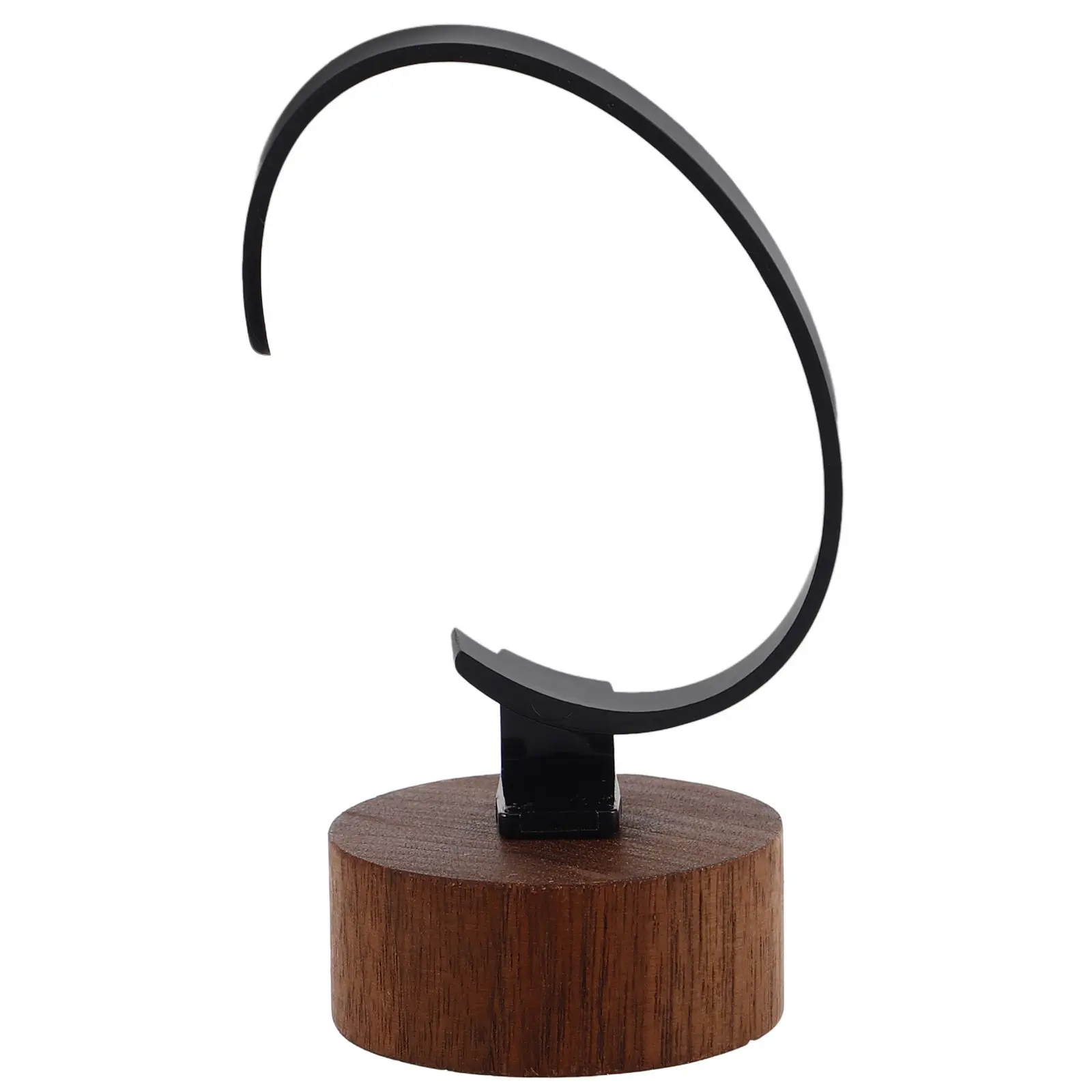 C-Ring Watch Stand with Black Walnut Wood Base – Acrylic Display for Watches & Jewelry Storage