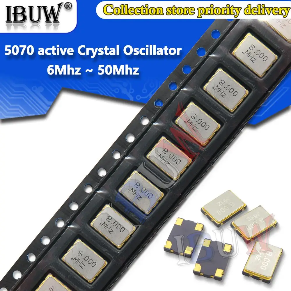 10szt SMD 5070 aktywny oscylator kwarcowy OSC 25MHZ 6M 10M 12M 16M 20M 24M 25M 33M 50M 7050 5*7