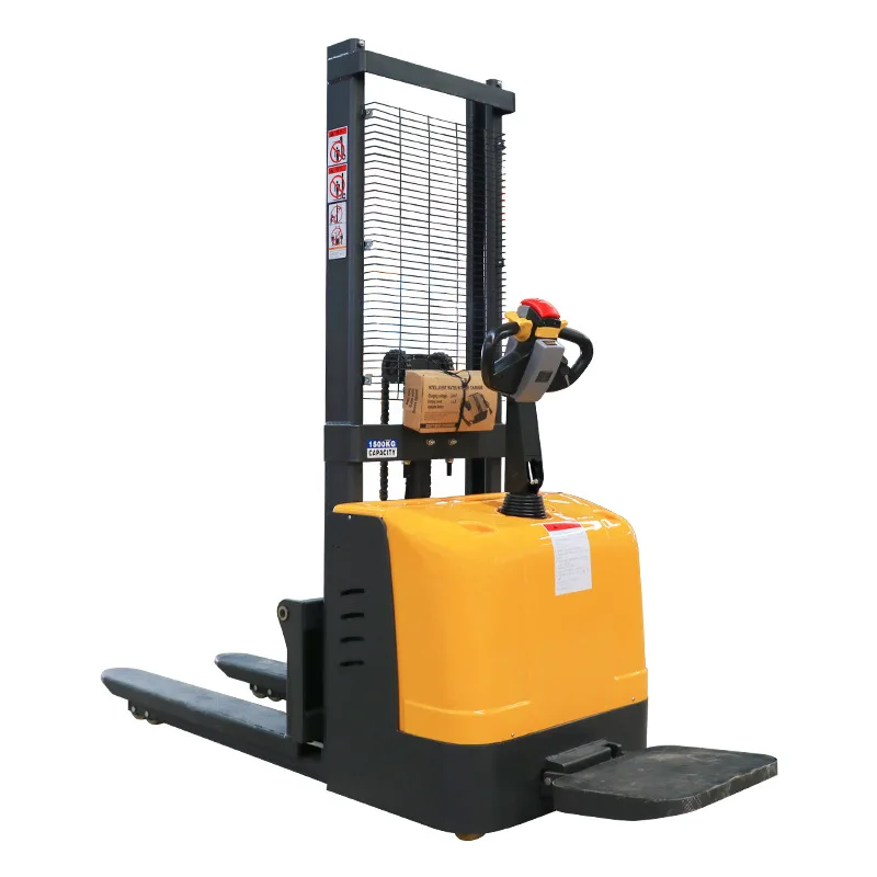 

1.5 tons walking stacker battery semi-electric forklift fully automatic unloading durable lifting