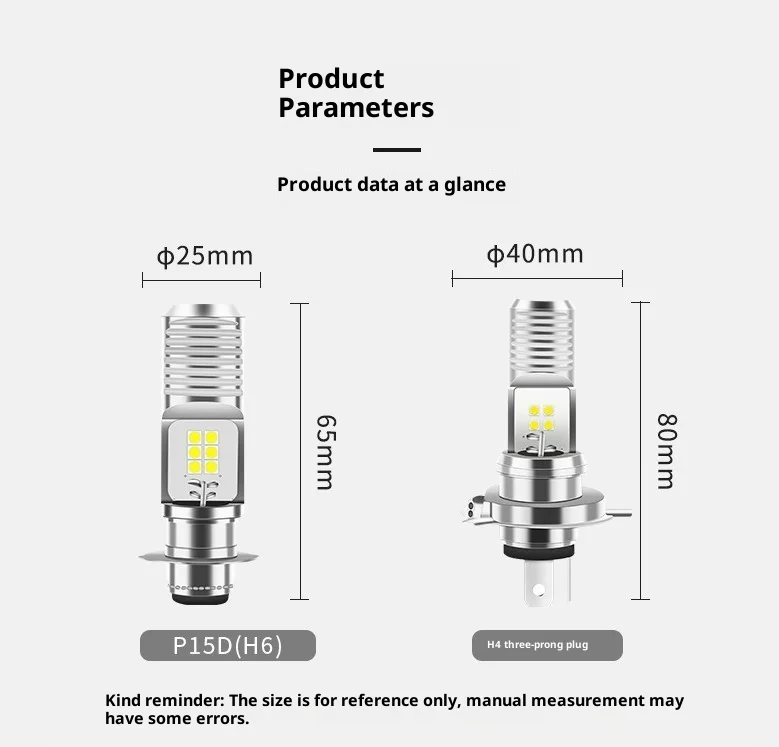 دراجة نارية H4 BA20D P15D المصباح 3030 24MSD LED مصابيح كهربائية ثنائي اللون أبيض أصفر التوصيل والتشغيل للدراجة ATV