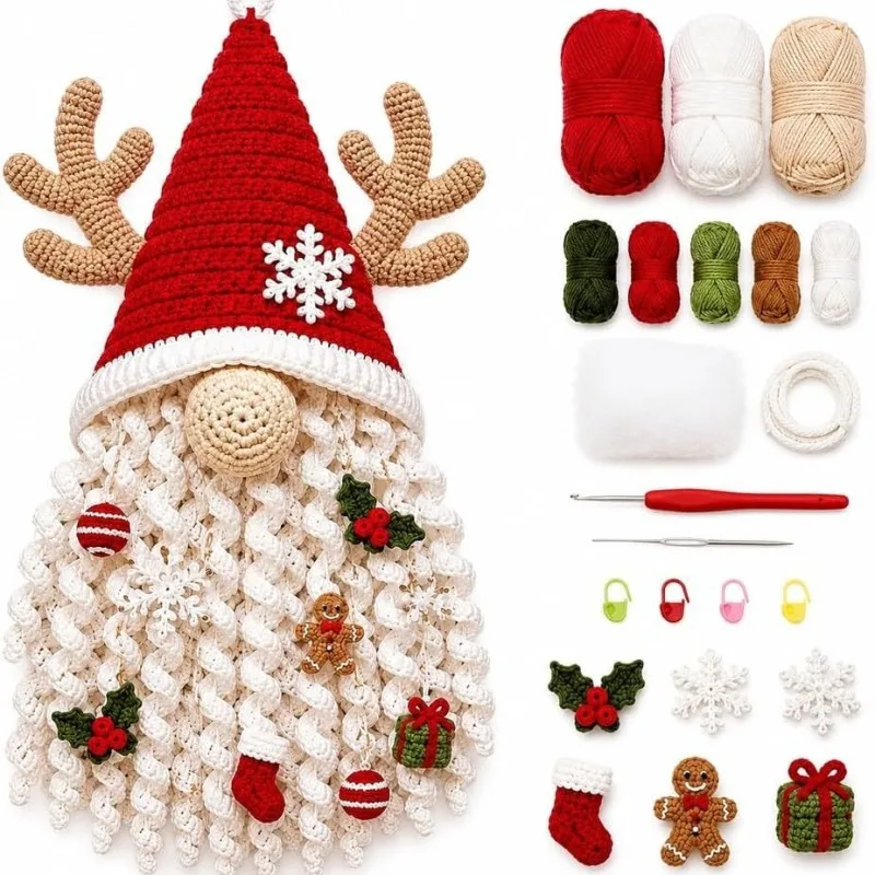 DIY 3D Crochet Door Hanger Kit Hand‑Knitting Craft Set Seasonal Home Wall Hanging Decor