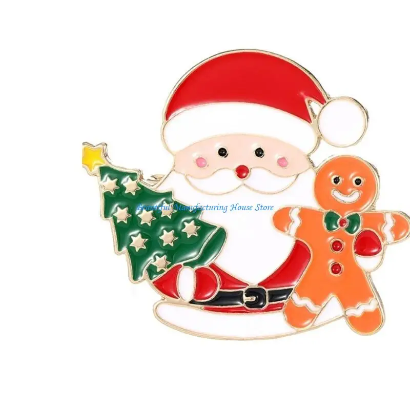 

E56A Cheerful Santa Pin Sturdy Metal Christmas Decoration For Festive Season