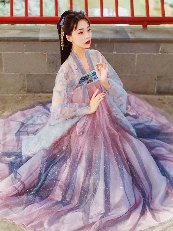 New Hanfu Women's Ancient Dress  Chinese Traditional Fairy Cosplay Costume Student's Four Seasons Daily Suit