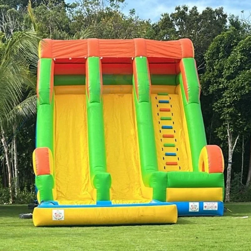 Bright Color Multi Slides Inflatable Climbing Slide Inflatable Double Lane Slide Commercial Dry Slide PVC Material