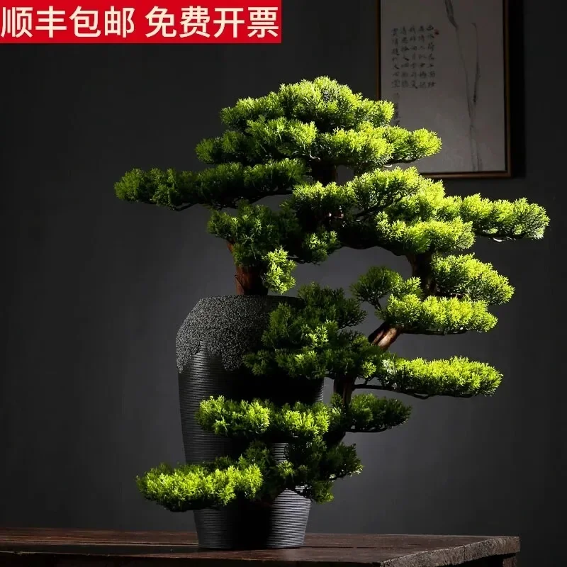 Artificial Cliff Cypress Welcome Pine Bonsai Plant Office Decoration Green Tree Home Porch Hotel Soft Installation Landscape