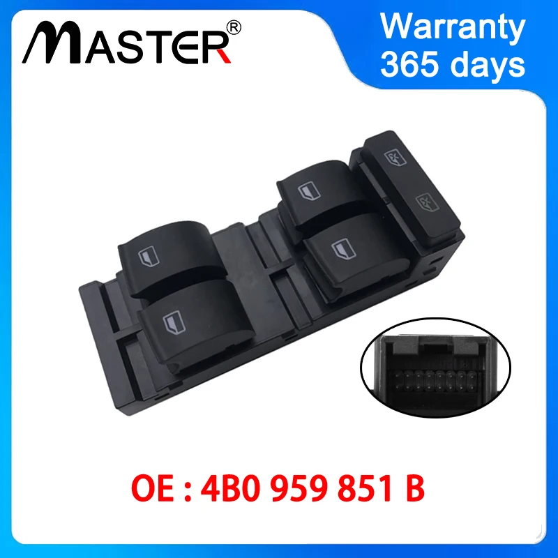 Master Window Control Switch 4B0959851 4B0959851B 4B0959851B4PK For AUDI A3 A6 C5 2000-2005 4B0 959 851 B B4PK