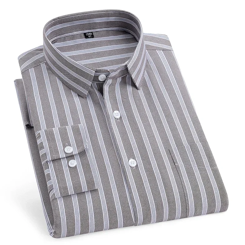 

New in shirt over size long-sleeve shirts for men slim fit formal plain shirt soft comfortable striped plaid office full clothes