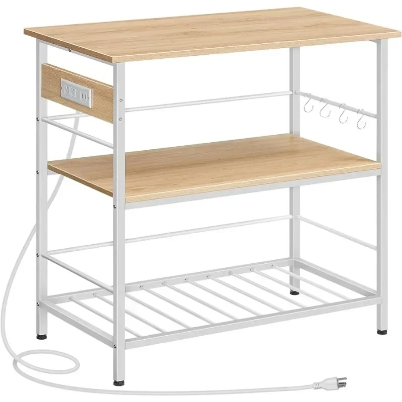 

Hot sell.Kitchen Island with Storage, Kitchen Island Table with Power Outlet, 3 Tier Coffee Station and Microwave Stand