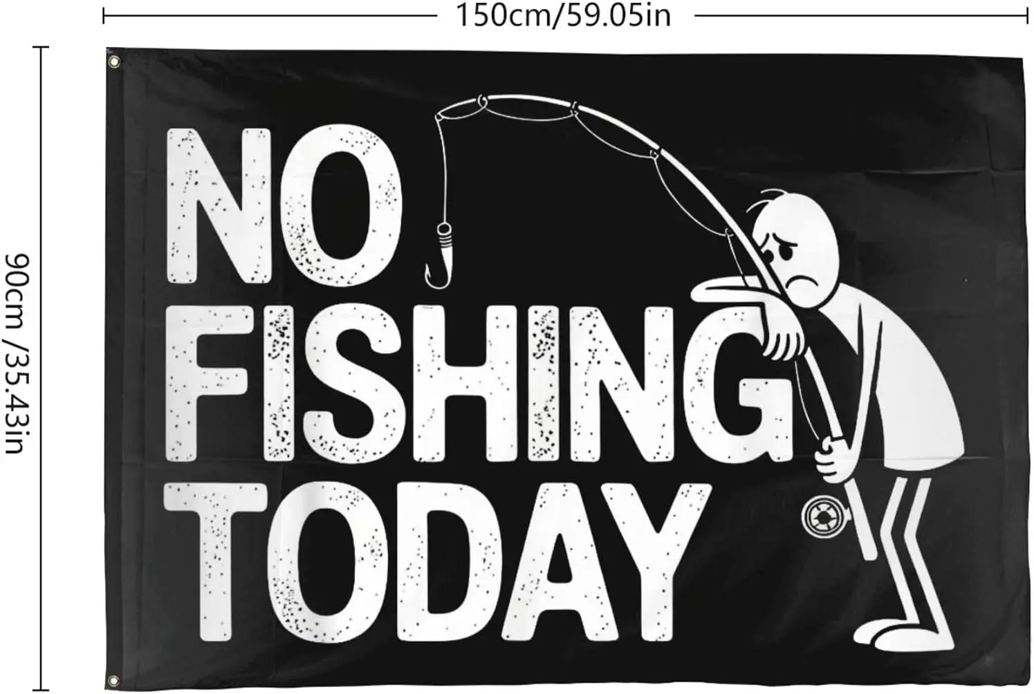 Flagicts 100% Polyester No Fishing Today Sad Stick Man Angling Joke Fishing Flags