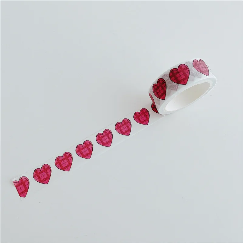 

Рулонная клейкая лента васи с сердечками, 5 м, в корейском стиле, съемная, для скрапбукинга, ведения дневников и поделок своими руками