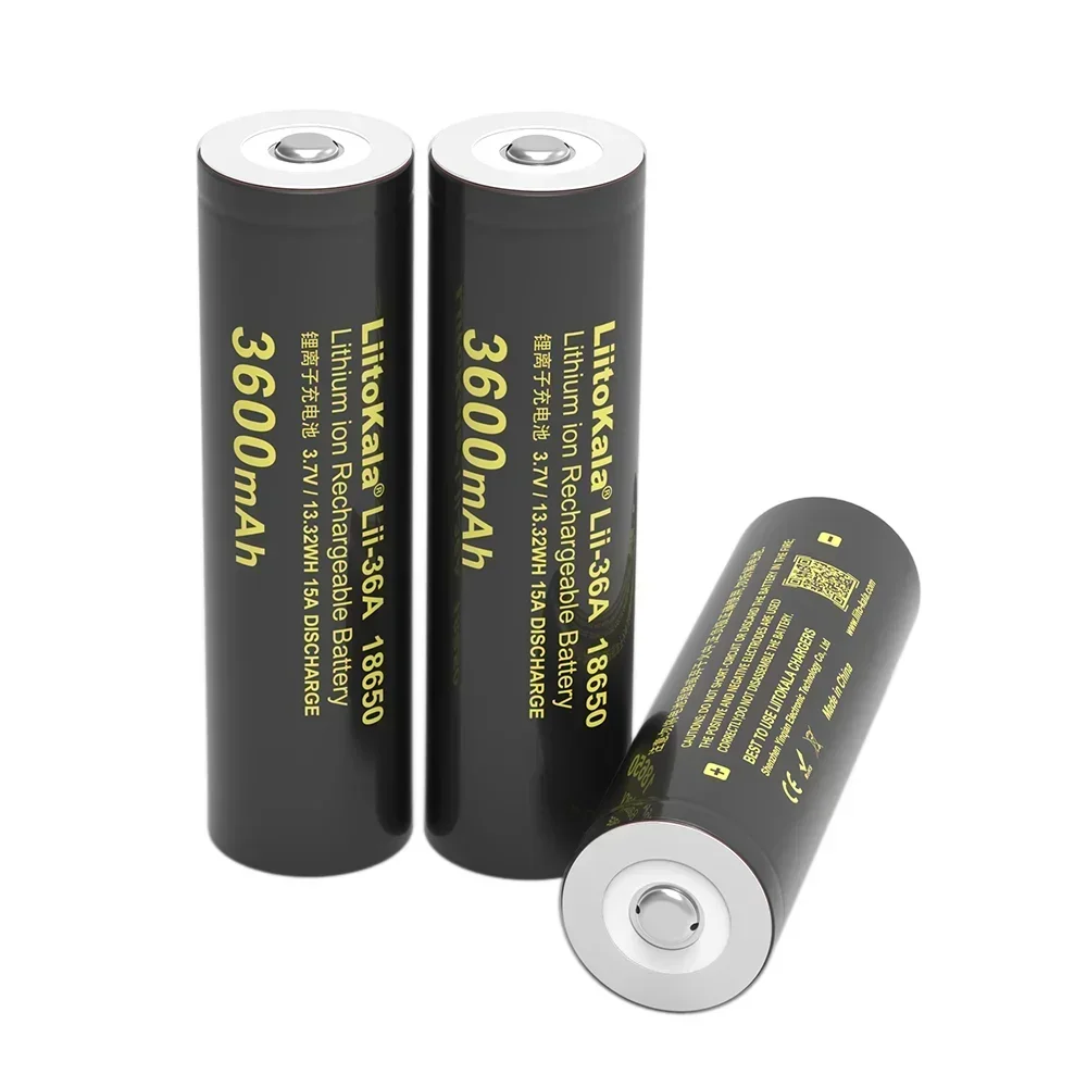 20PCS New LiitoKala Lii-36A 18650 3600mAh 3.7V Lithium Rechargeable Battery with Pointed (No PCB) for Flashlight Batteries