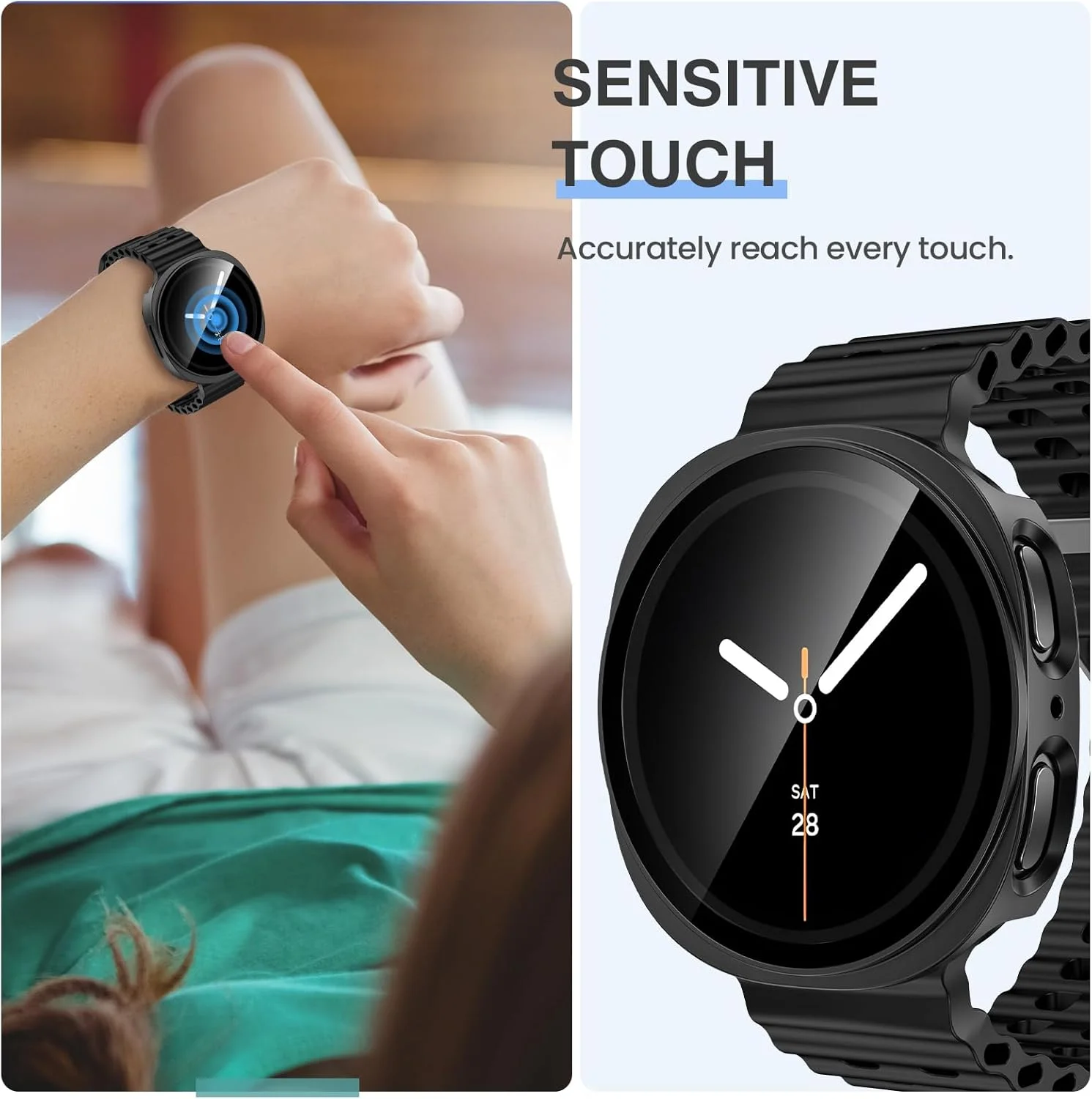 Funda para Samsung Galaxy watch 8, accesorios de 44mm y 40mm, Protector de pantalla de vidrio templado, cubierta de parachoques para PC, Protector Galaxy watch 8