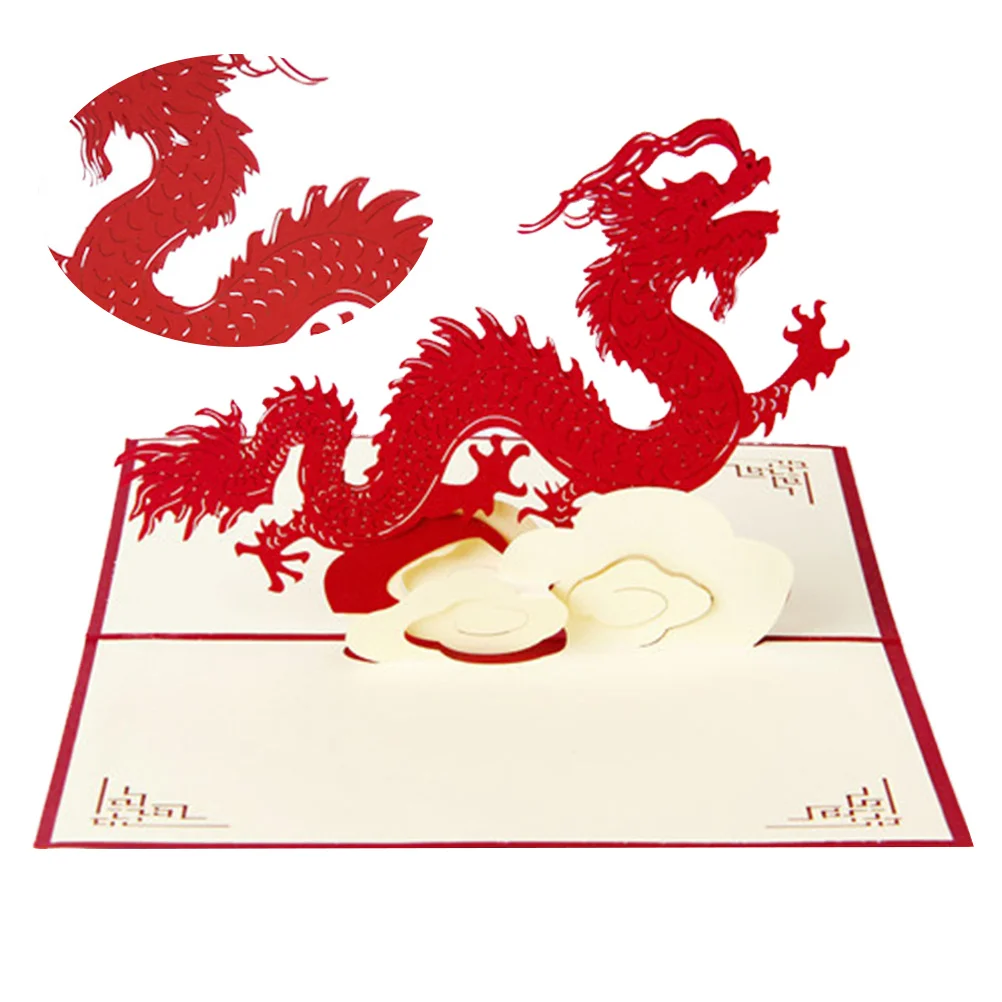 

2pcs Handmade 3D Greeting Cards Chinese Style Diy Blank Paper Craft For New Year Spring Festival Gift Printing Products