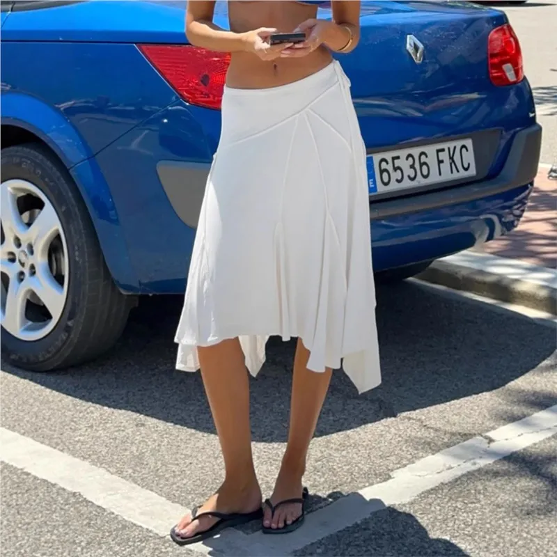 Casual Irregular Lace Up Skirts Women Fashion Sexy Low-Waisted Solid Skirts 2026 Summer Beach Fashion Streetwear Ladies