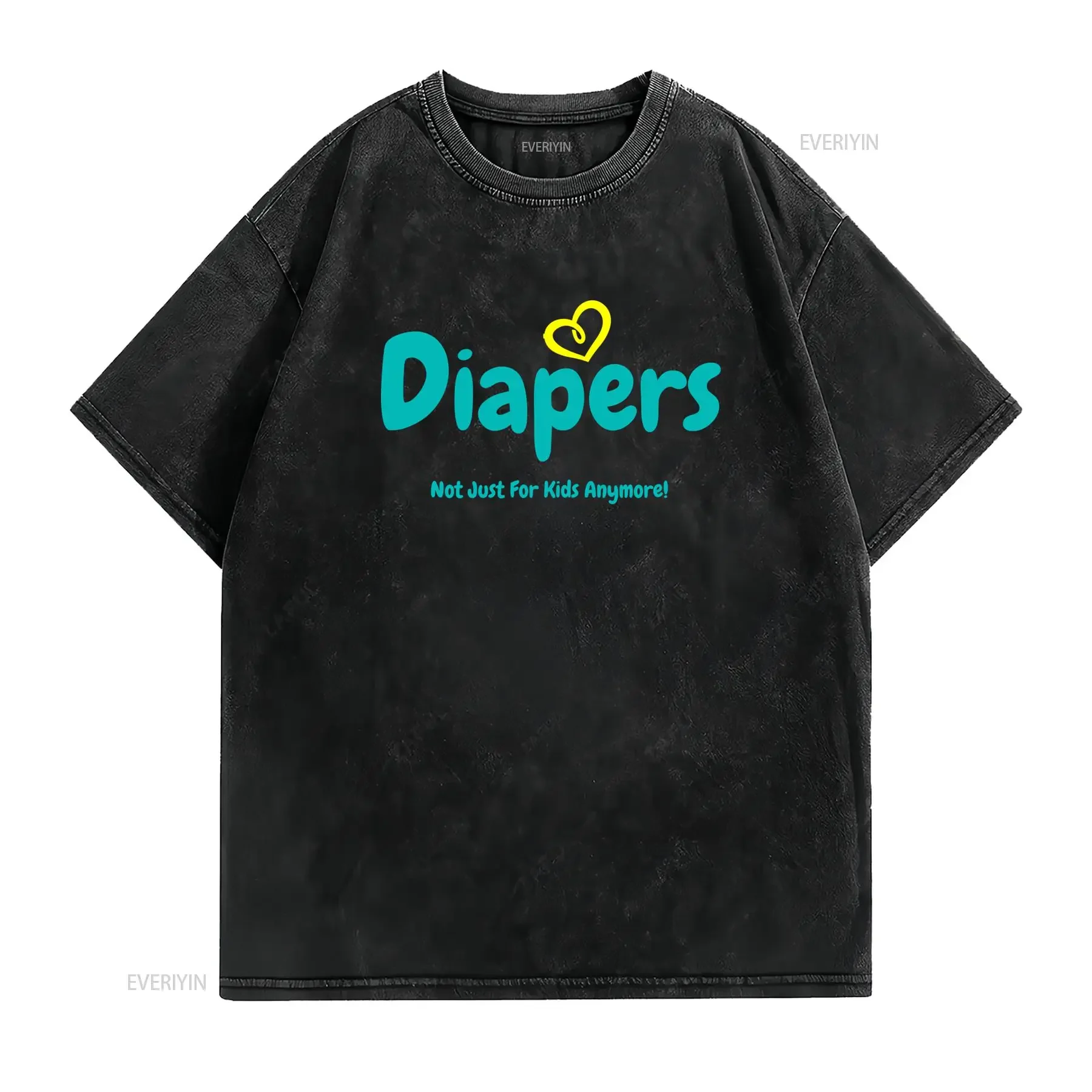 Men's Funny Diaper Party T Shirt 100 Cotton Turquoise Diapers Print with Poop Style Heart Not Anymore Slogan Shower Attire