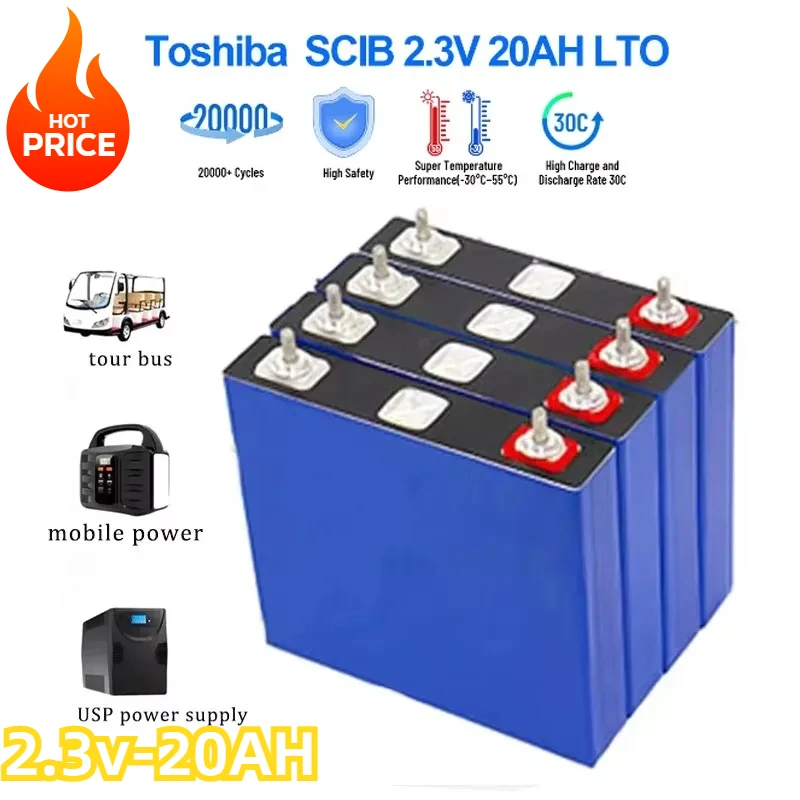 Toshiba 2.3V 20Ah LTO Cell Rechargeable 100% Original Batteries for Low Temperature High Rate Discharge DIY 12V 24V Battery Pack