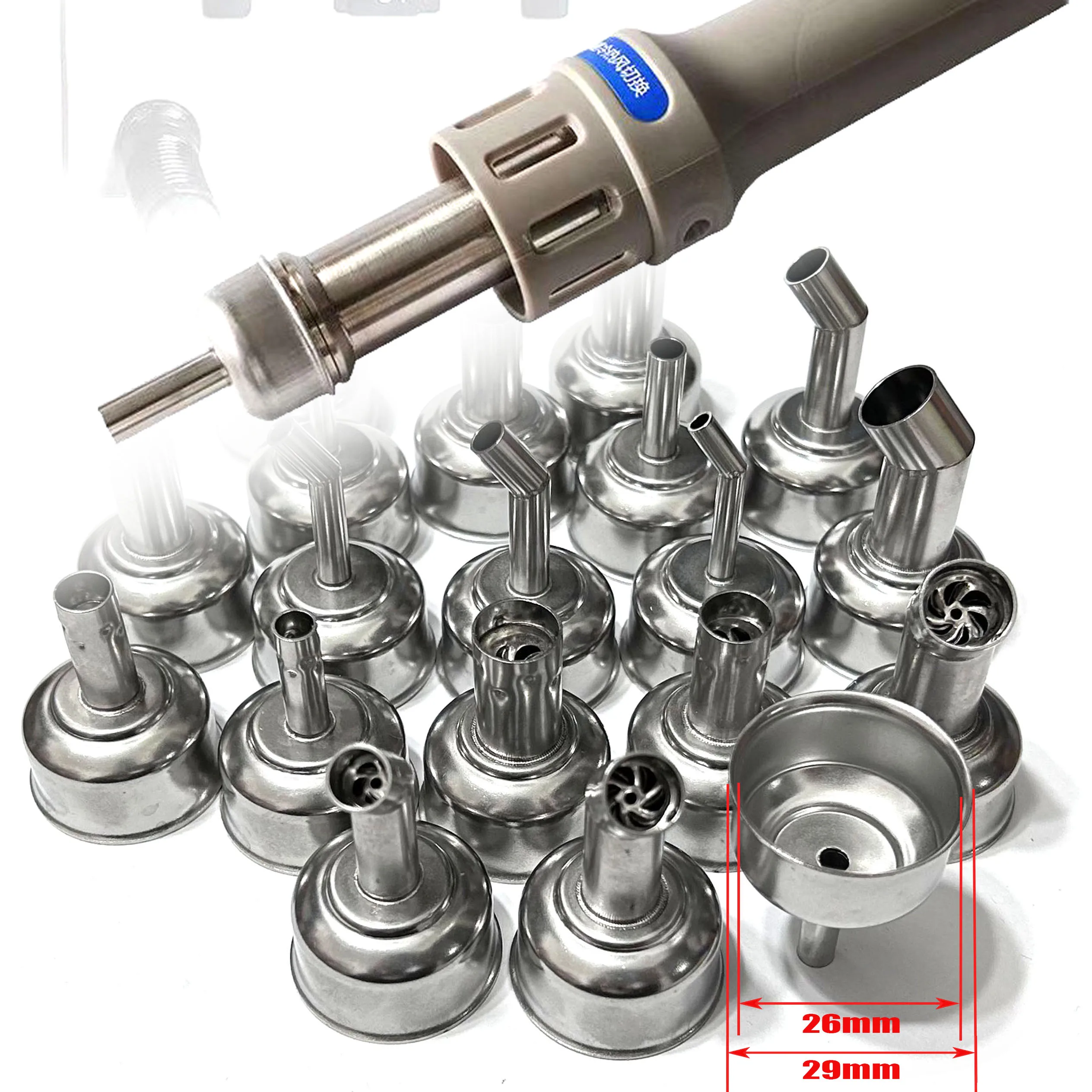 Replacement Sleeves Mouth 45 Degree Curved Angle Whirl Wind Hot Air Heat Gun Nozzle Welding Tool for ATTEN ST-862D Rework Statio