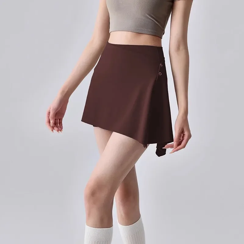 Women Detachable Skirt Overlay Tennis Skirt High Stretch Anti Chafing Breathable Fitness Yoga Skort