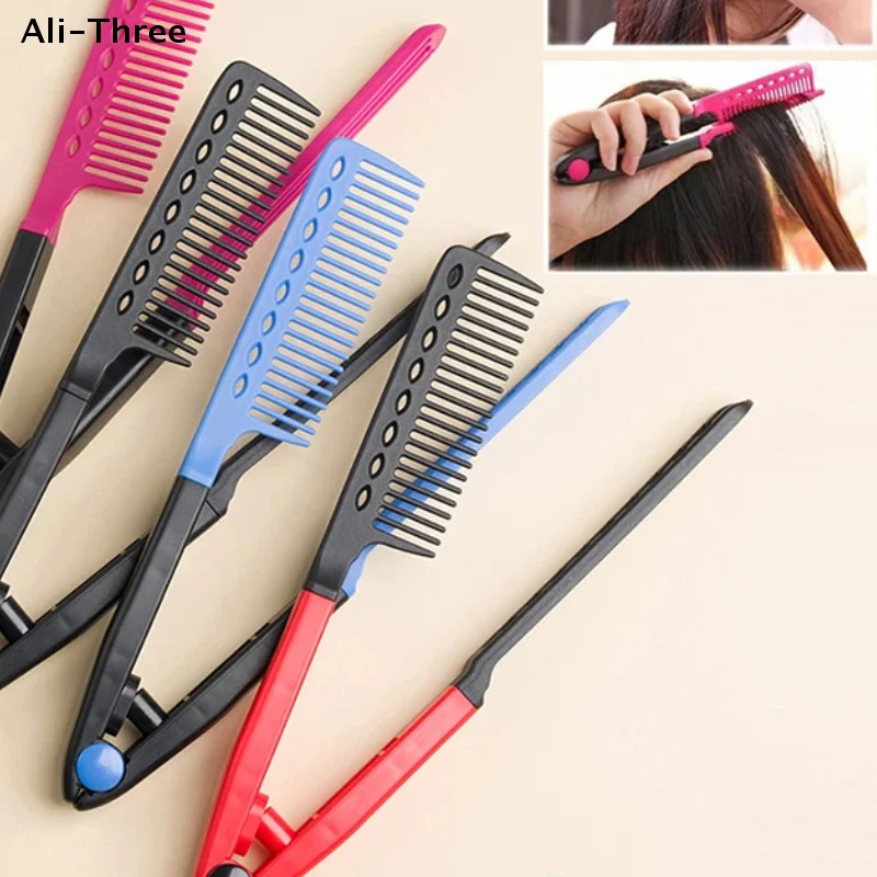 V Type Hair Straightener Brush DIY Hairdress Tool Hairdressing Combs Natural Hair Styling Curling Comb Hair For Male And Female