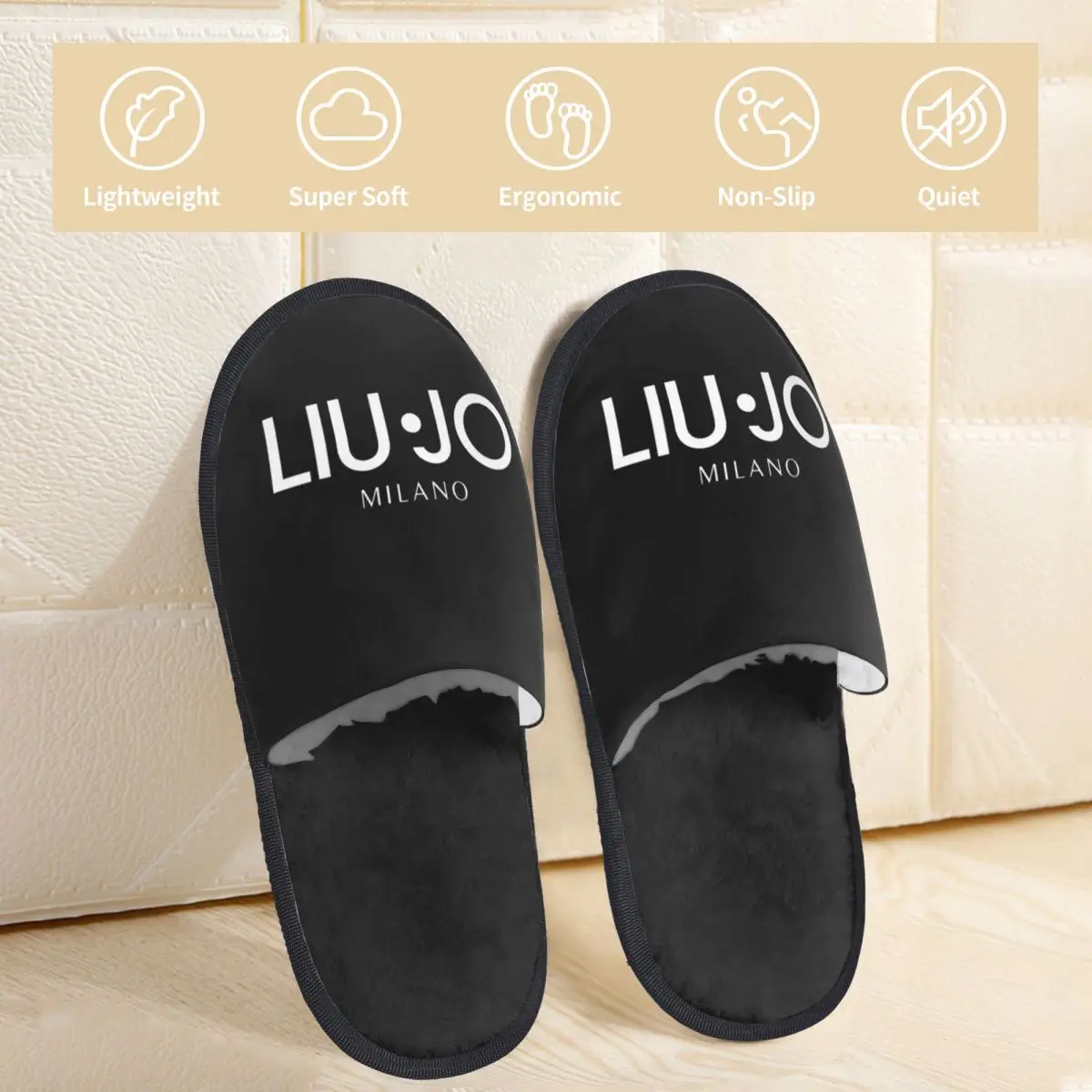 Liu Jo Winter Cotton Plush Slippers Living Room Cozy Household Fur Slippers Slides Non-skid