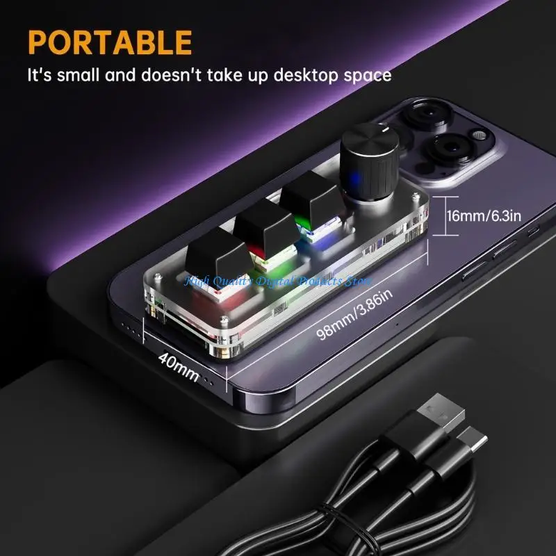 

U2JE USB Mini Keypad With Mechanical Switches 1 Knob DIY Programming Coding Keyboard