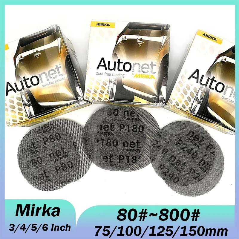 3/4/5/6 Inch Mirka Autonet Hook & Loop Dust-Free Sanding Discs Sandpaper Mesh Disc for Car Surface Sanding Sandpaper