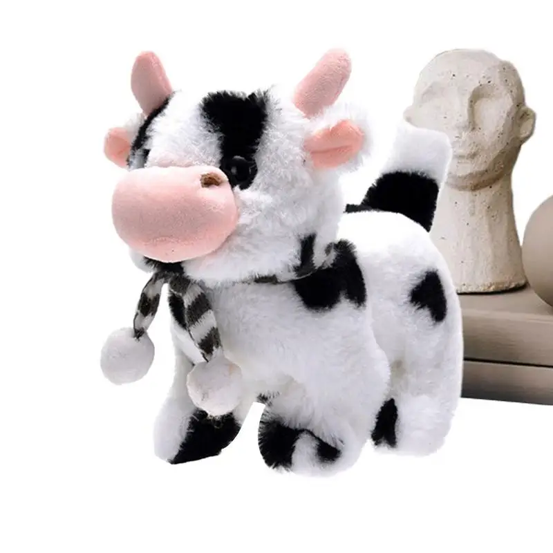 Stuffed Cow Plush Electronic Pet Animal Plush Cow Battery Operated Cattle Toy With Sounds Learning And Educational Toy