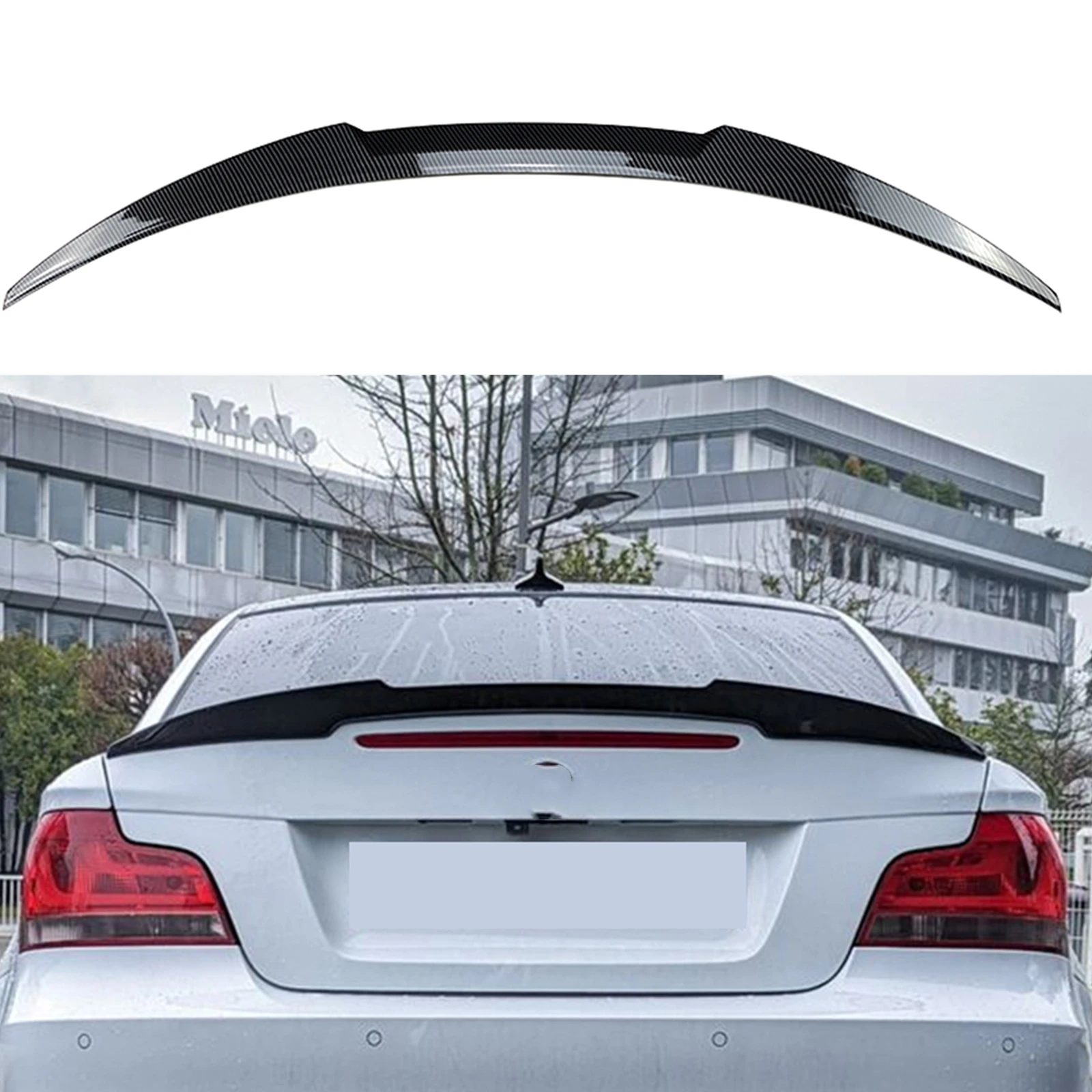 

For BMW 1 Series E82 E88 Coupe 2 Door 118i 128i 135i 1M 2007-2013 Rear Trunk Lid Spoiler Wing Carbon Fiber Look Car Splitter Lip