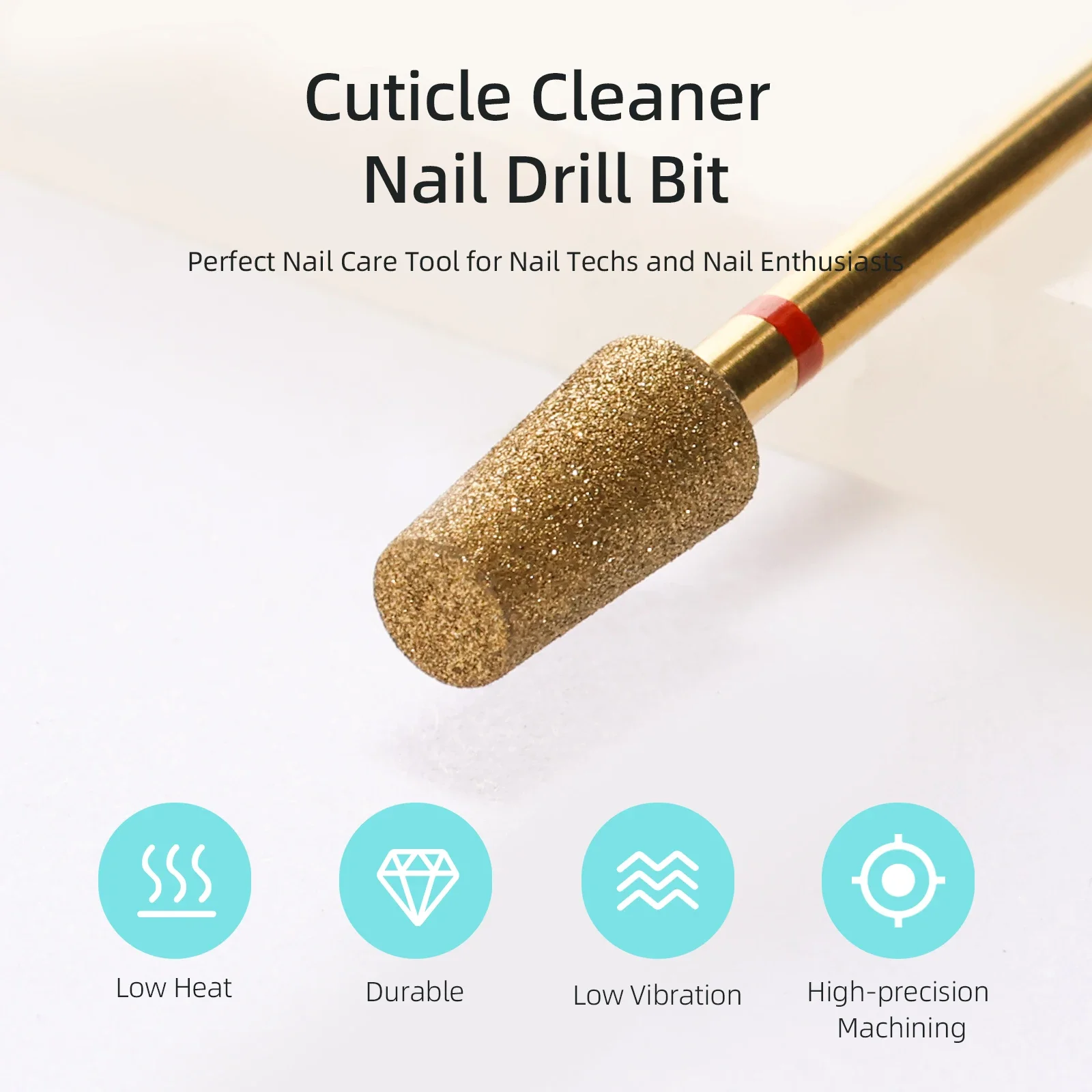 5mm 대형 테이퍼드 배럴 큐티클 클린 네일 드릴 비트, 티타늄 러시안 다이아몬드 네일 비트 네일 클리너 액세서리 도구