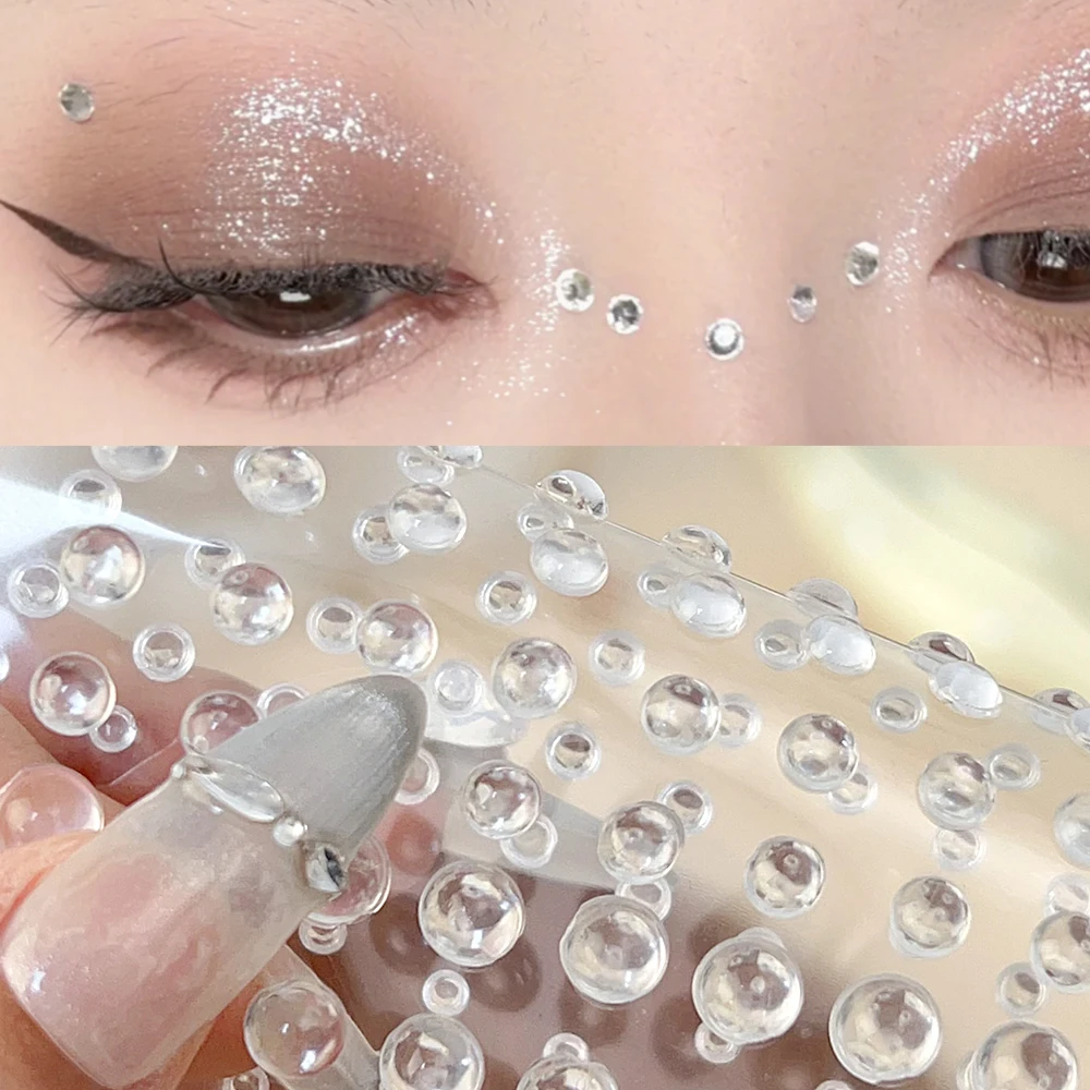 Diamond Rhinestones Stickers Transparent Drop of Water Clear Tears Pearl Temporary Tattoo Sticker Self Adhesive DIY Party Makeup