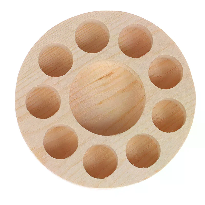 Soporte redondo de madera para exhibición de aceites esenciales, estante organizador con 10 ranuras para decoración del hogar y accesorios de bienestar