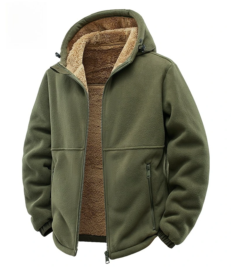 

Осень-зима, однотонная толстая теплая куртка из овечьей шерсти, мужской кардиган с капюшоном, повседневное свободное спортивное ветрозащитное пальто больших размеров