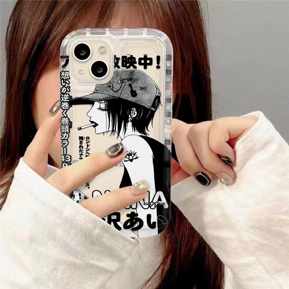 Anime Cool Nana Osaki Line Clear Hot Case for IPhone 16 15 14 13 12 11 Pro Max 14 15 Plus XR XS Max SE Airbag Shockproof Cover - náhled 3