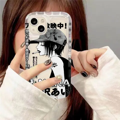 Anime Cool Nana Osaki Line Genomskinligt Hot-skal till iPhone 16 15 14 13 12 11 Pro Max 14 15 Plus XR XS Max SE Airbag Stötsäkert Skal 8 best sales Nana-fallet - №1