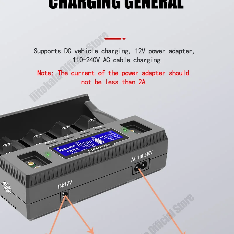 Liitokala-インテリジェントバッテリー充電器,Lii-D4XL, 21700, 18650, 18350, 26650, 16340, 14500 v,3.7v,1.2v,3.2v,qaa,aaa