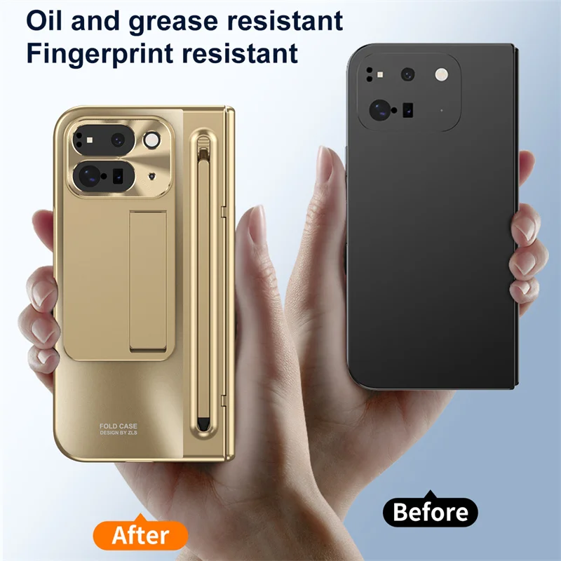 Electroplated Frosted Lens Protection Phone Case for Google Pixel 10 9 Pro Fold Folding Hinge Cover with HD Tempered Glass Film