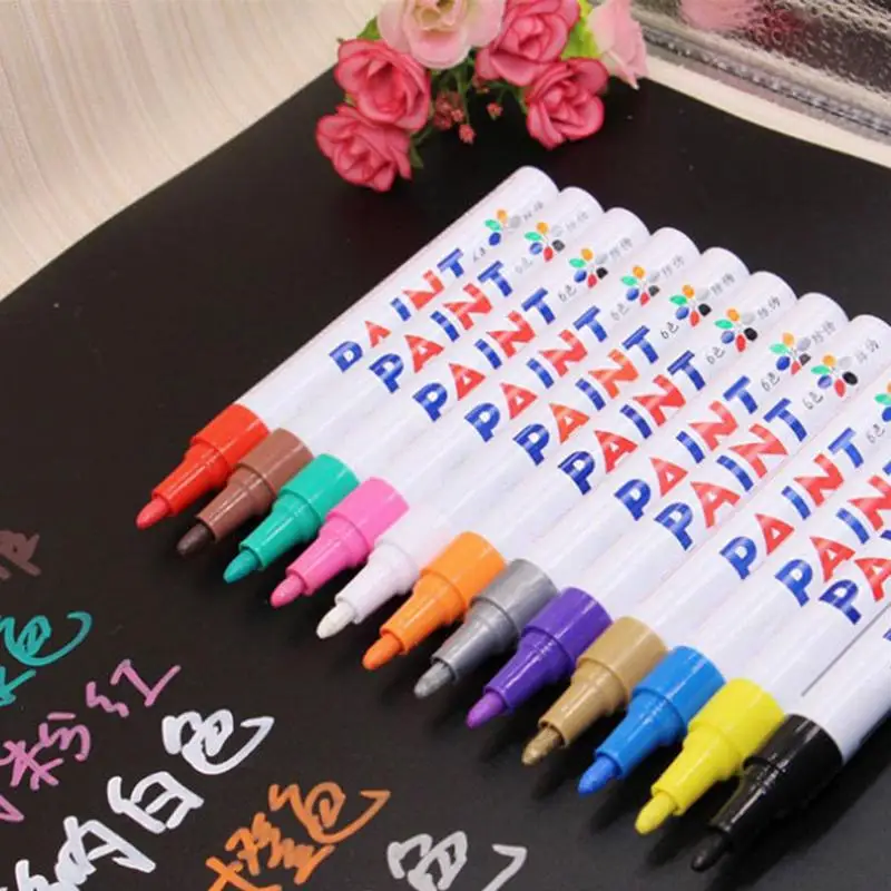 Canetas impermeáveis de tinta acrílica para pintura rupestre, canetas lettering pneu, tinta à base de óleo, DIY Craft Art Supplies, 12 pcs