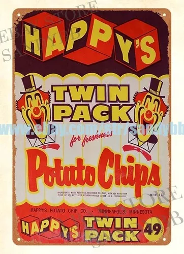 Happys; Potato Chip bag Minneapolis Minnesota metal tin sign wall decoration