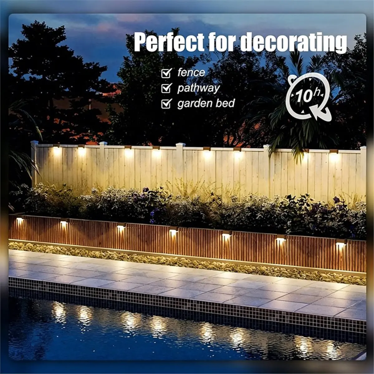 Lampe solaire LED chaude pour marches, éclairage extérieur pour allées, escaliers, jardins, étanche, pour balcon, clôture, décor