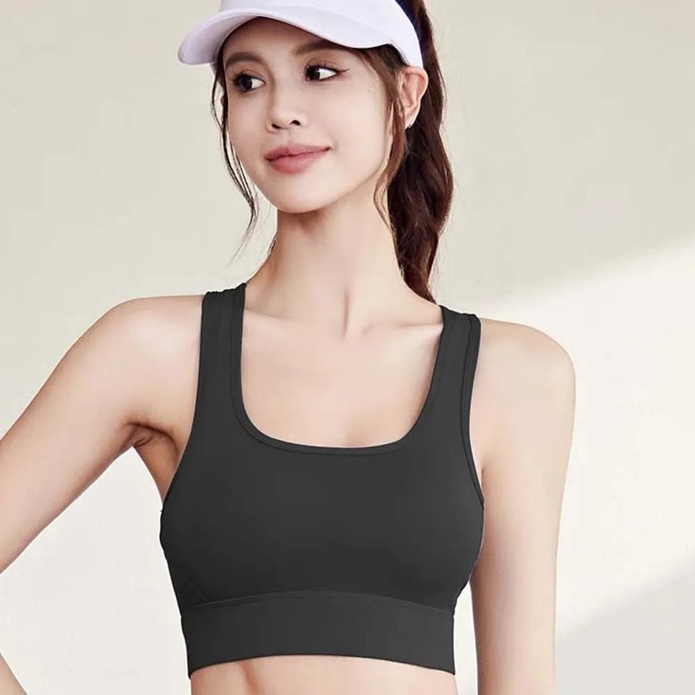 

Solid Color I-shaped Sports Bra Breathable Comfortable Fitness Back-breasted Vest Anti-shake Design Moisture-Wicking