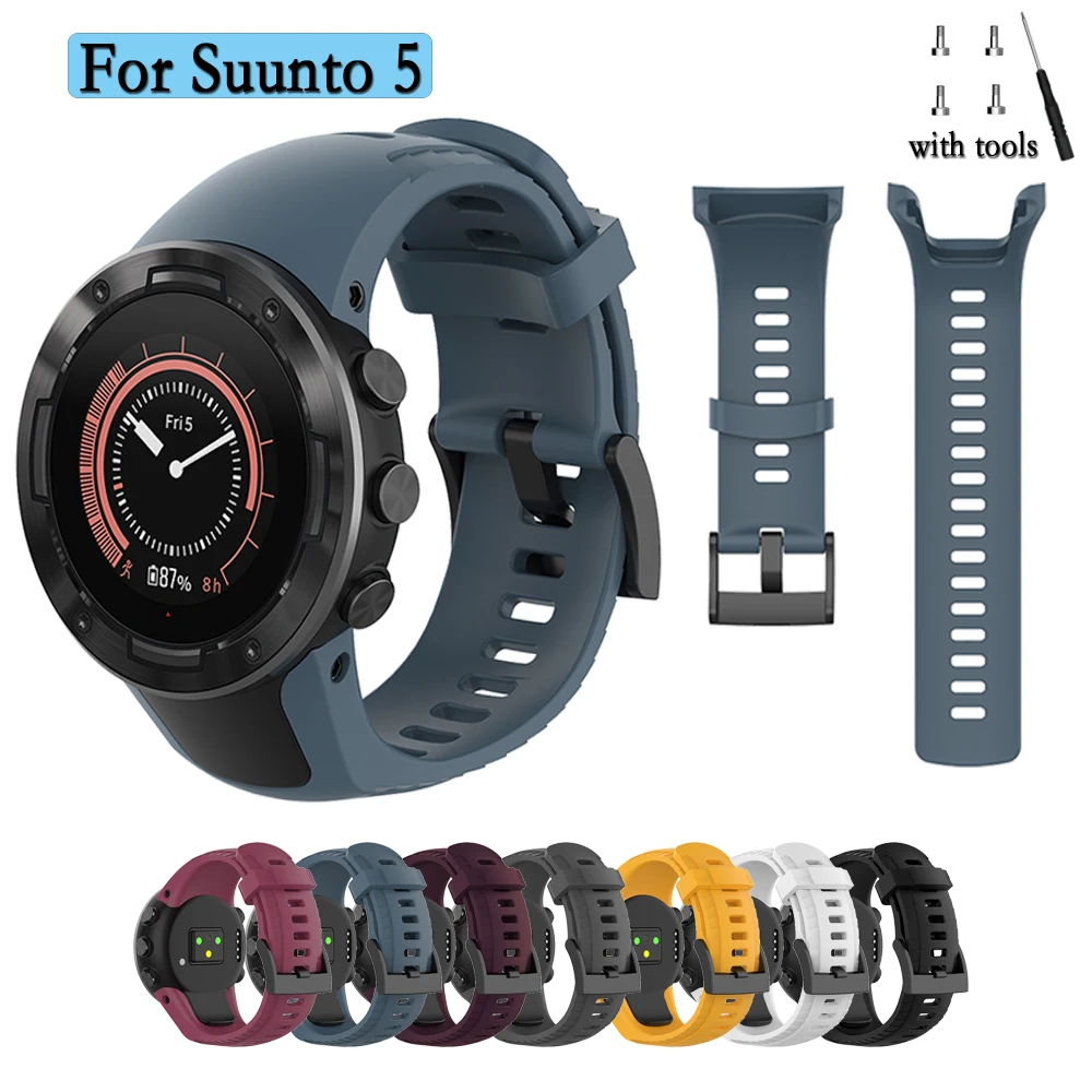 

Подходит для Suunto 5, Одноцветный силиконовый ремешок, модный прочный браслет для смарт-часов с инструментами, аксессуары для часов